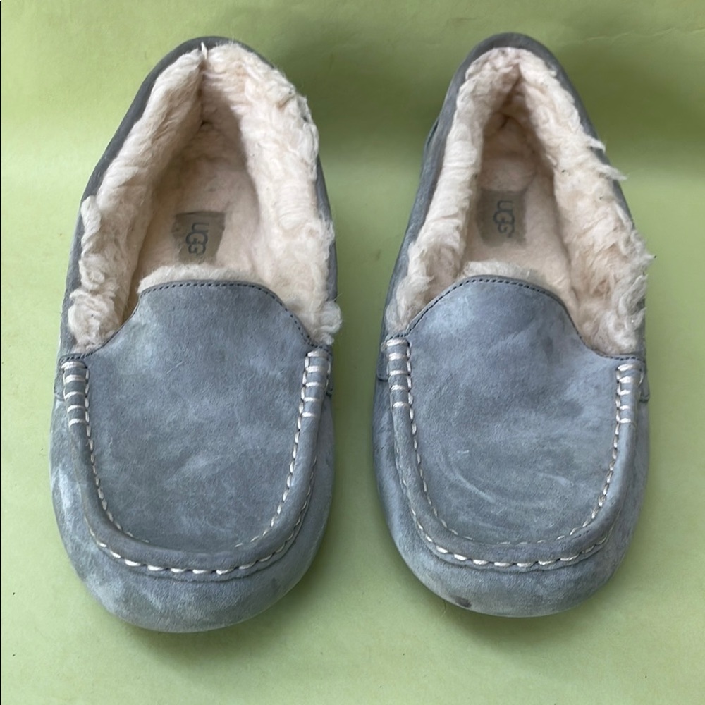 UGG Light Gray Suede Moccasin Slippers